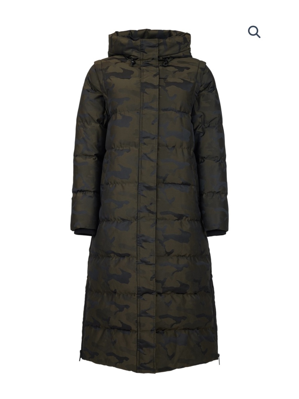 Lolë Long Puffer Coat in Olive Camo Cold Rating -10°C to -20°C
